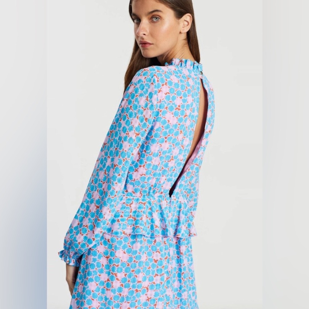 NWT STINE GOYA Christie checkered dress open back weeding guest brunch size XS - Picture 3 of 12